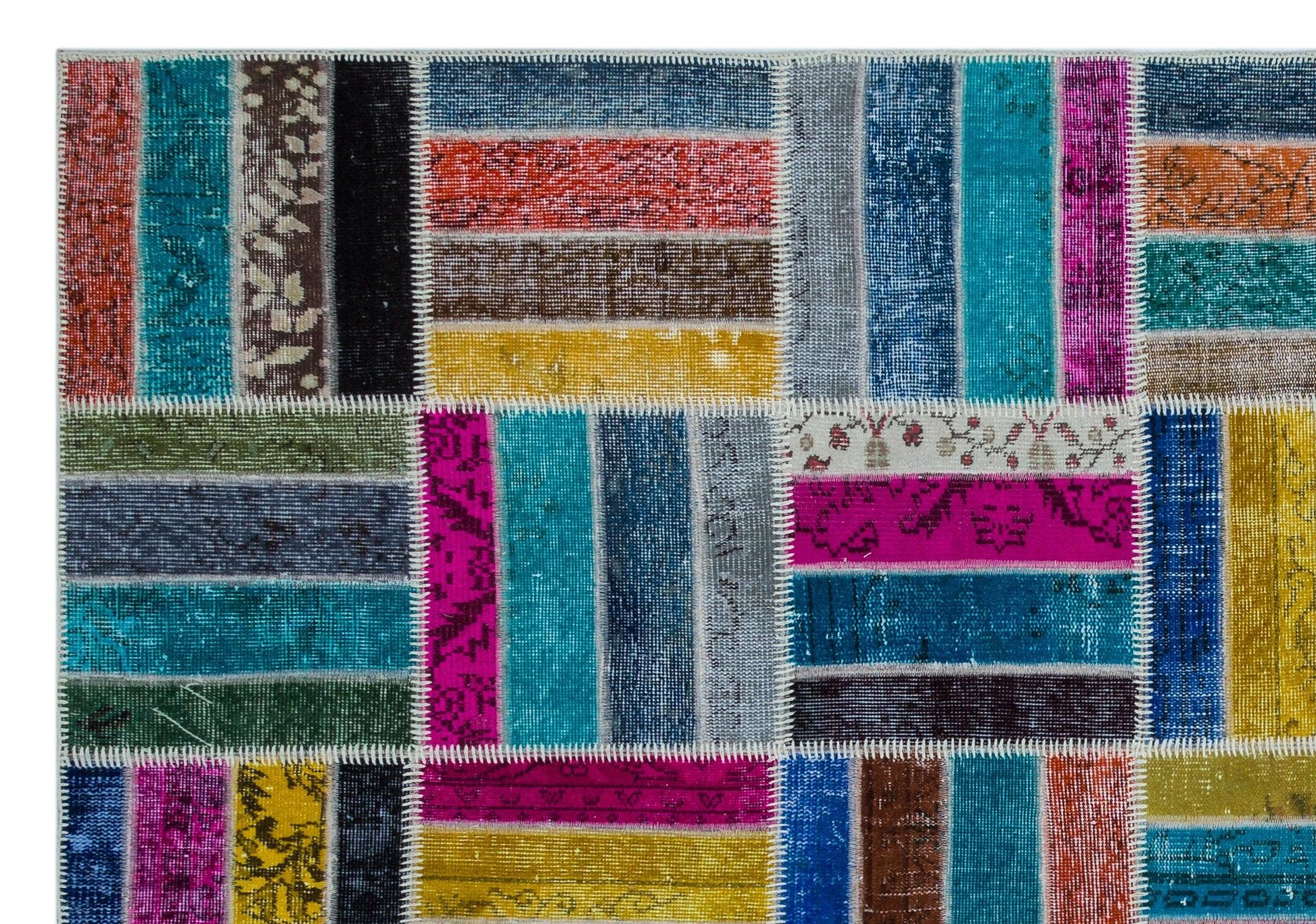 Bej Anadolu Geometrik Vintage Yün Halı 198x287 - Özel Seri