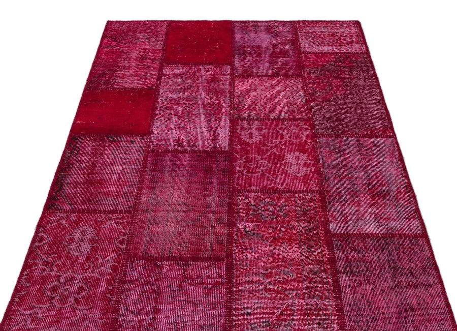 Kırmızı Anadolu Eskitme Geometrik Yün Halı 120x180 - Özel Seri