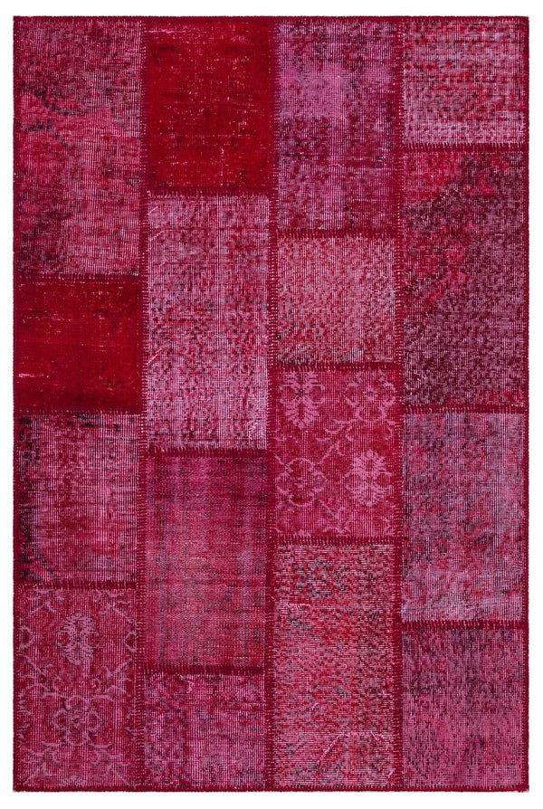 Kırmızı Anadolu Eskitme Geometrik Yün Halı 120x180 - Özel Seri
