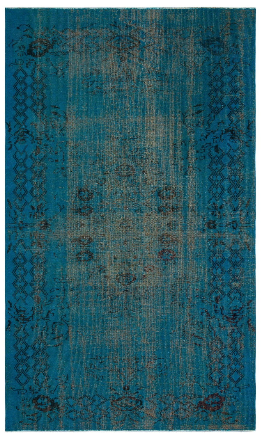 Turquoise & Navy Abstract Turkish Rug 150x249 cm (4'11" x 8'2") – in the hallway