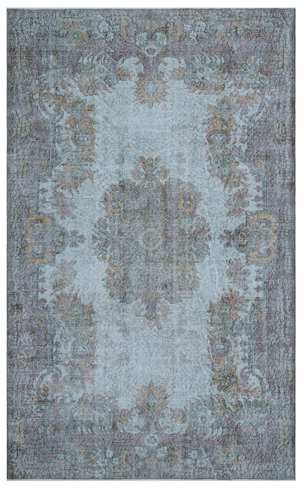 Mavi Anadolu Eskitme Madalyonlu Yün Halı 185x304 - Özel Seri