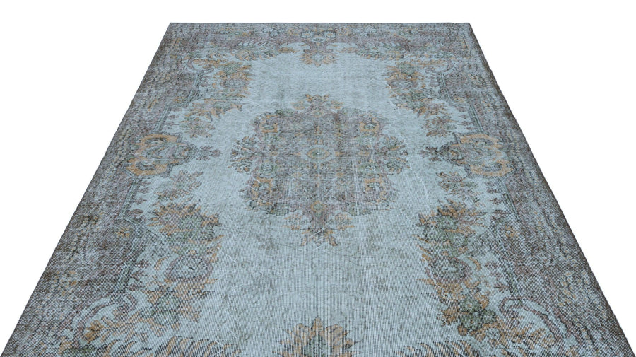 Mavi Anadolu Eskitme Madalyonlu Yün Halı 185x304 - Özel Seri