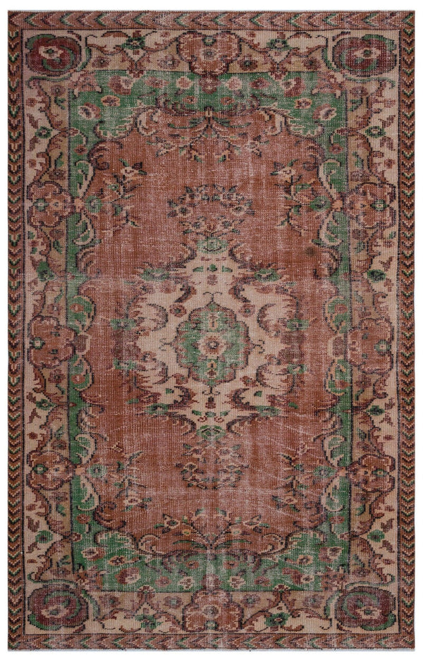 Kırmızı Anadolu Eskitme Madalyonlu Yün Halı 170x265 - Özel Seri