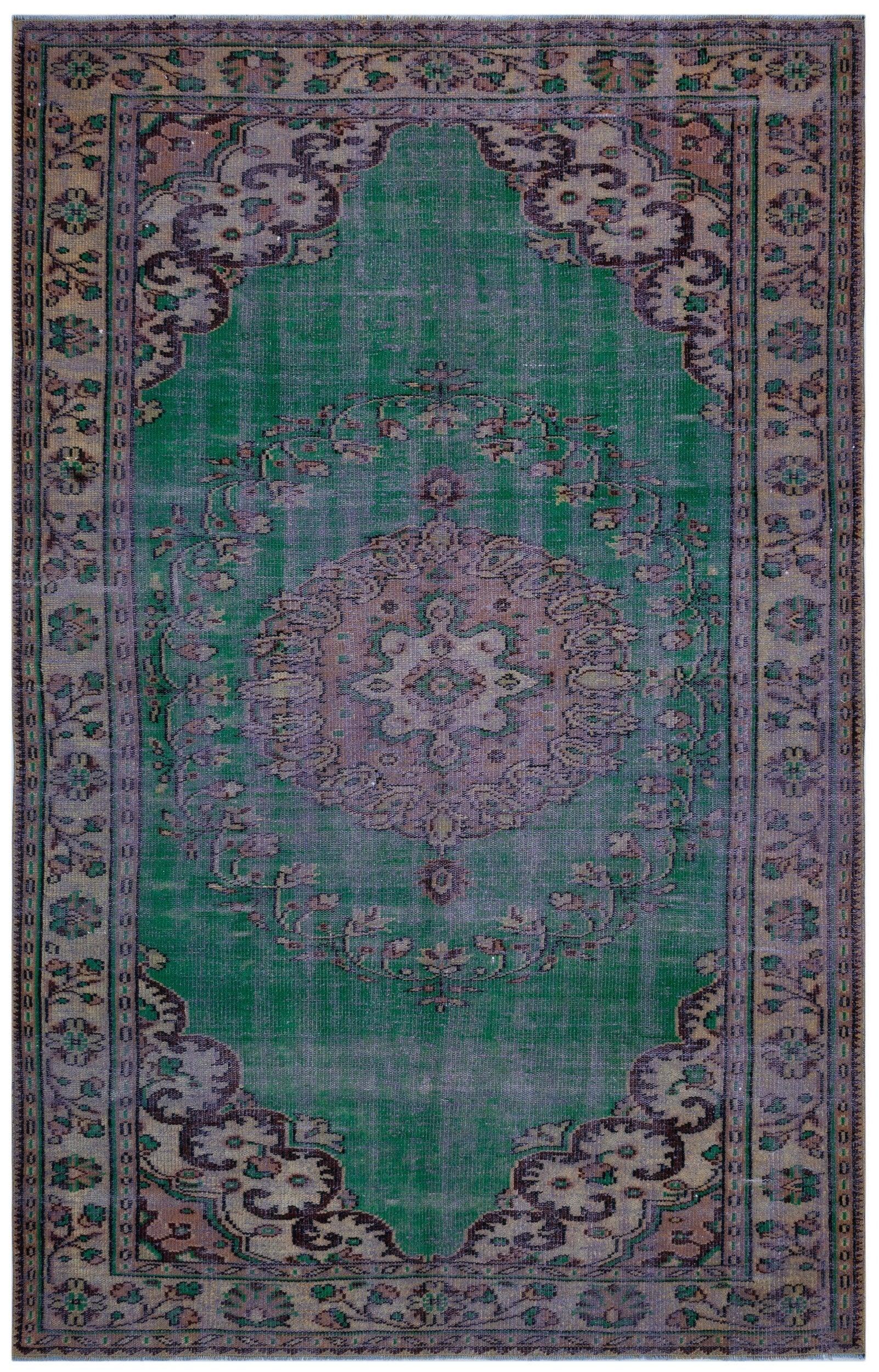 Yeşil Anadolu Klasik Madalyonlu Yün Halı 185x286 - Özel Seri