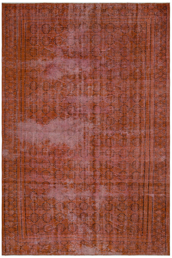 Turuncu Bohem Eskitme Yün Halı 183x270