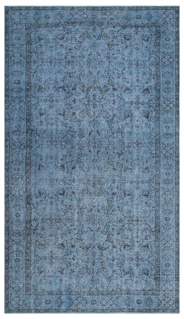Mavi Anadolu Eskitme Geometrik Yün Halı 166x292 - Özel Seri