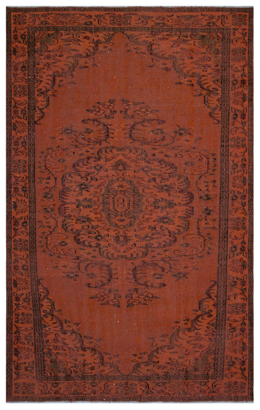 Red & Brown Medallion Vintage Turkish Rug 176x276 cm (5'9" x 9'1") – in the hallway