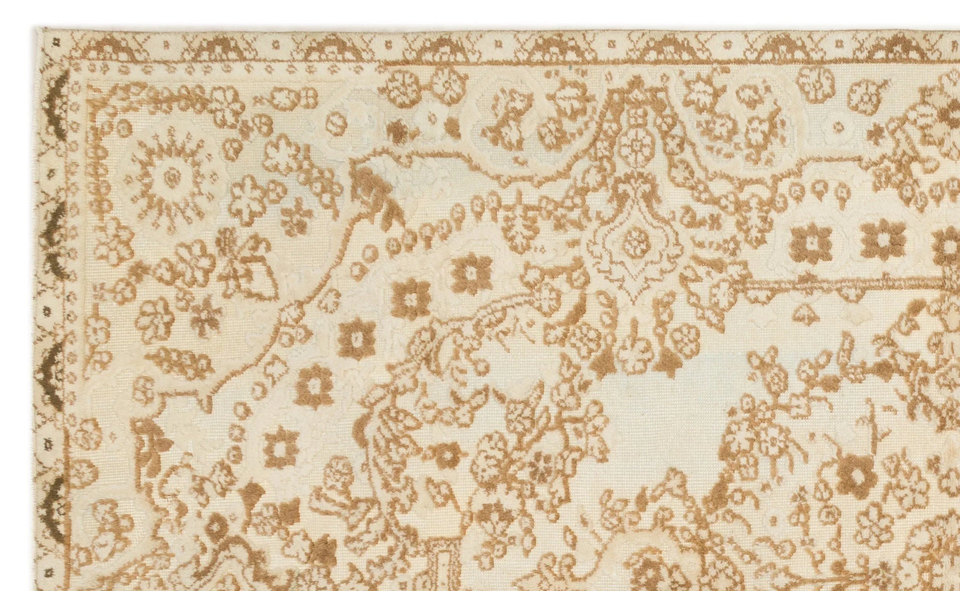 Bej Anadolu Bohem Çiçekli Yün Halı 189x304 - Özel Seri