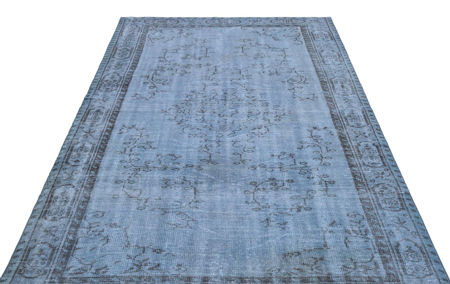 Mavi Anadolu Eskitme Geometrik Yün Halı 175x264 - Özel Seri