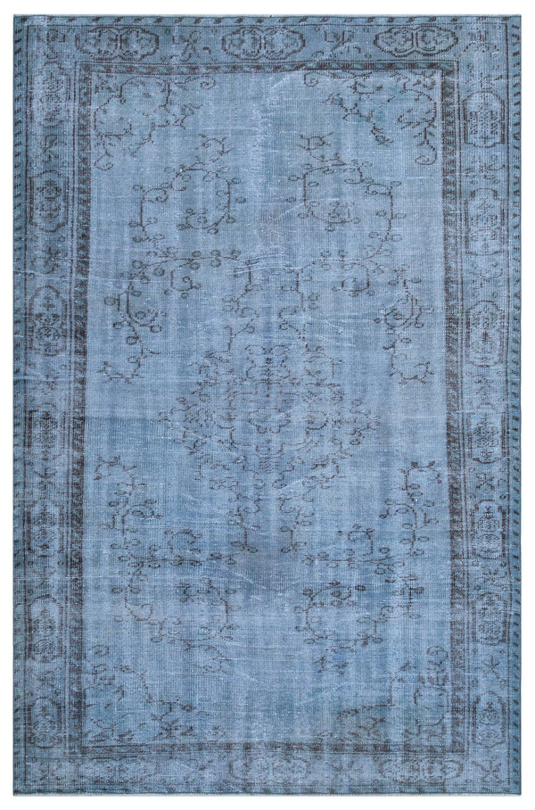 Mavi Anadolu Eskitme Geometrik Yün Halı 175x264 - Özel Seri