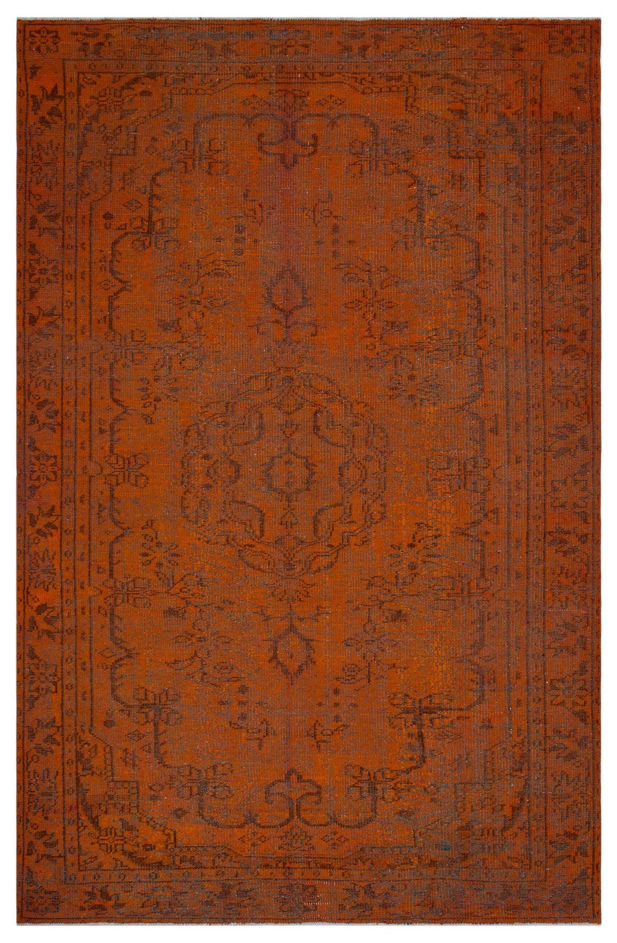 Vintage Orange & Brown Medallion Turkish Rug 187x271 cm (6'2" x 8'11") – in the hallway