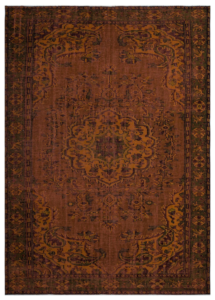 El Dokuma Kahverengi Madalyon Desenli Yün Halı 193x272 cm 27016 – Oturma odası kullanımı