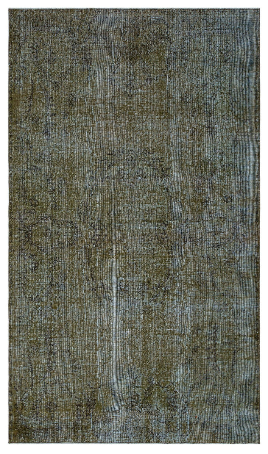 Khaki & Grey Abstract Hand-Knotted Wool Rug 158x274 cm (5'2" x 9') – in the living room