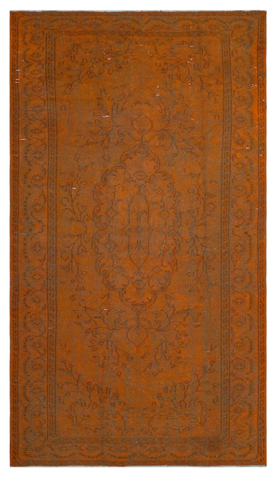 Orange Medallion Hand-Knotted Wool Rug 155x270 cm (5'1" x 8'10") – in the hallway