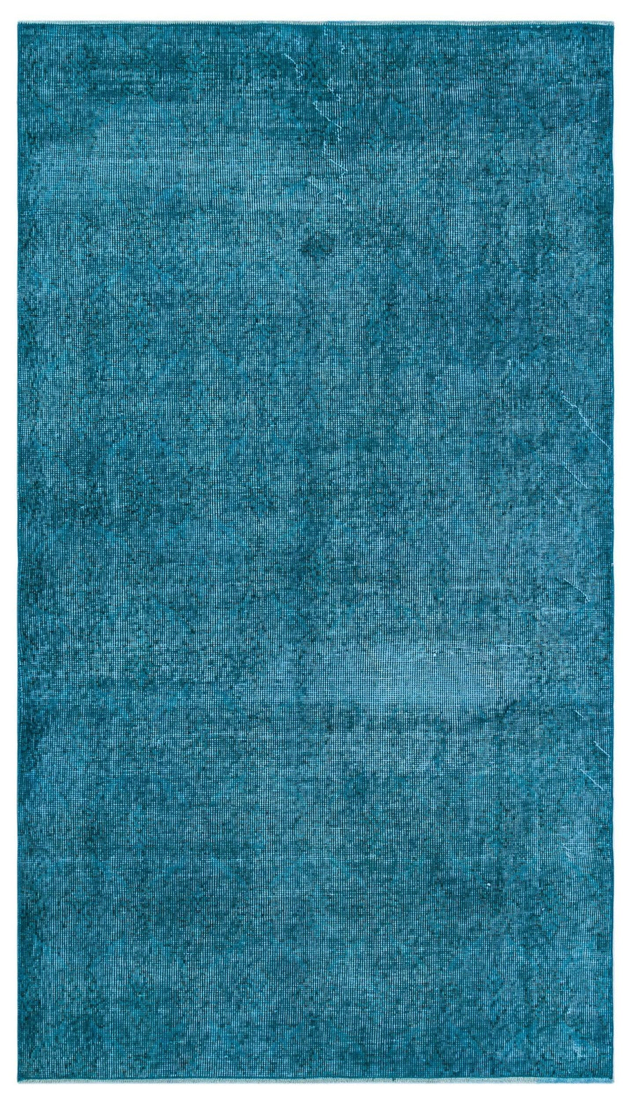 Solid Turquoise Blue Hand-Knotted Wool Rug 115x203 cm (3'9" x 6'8") – in the hallway