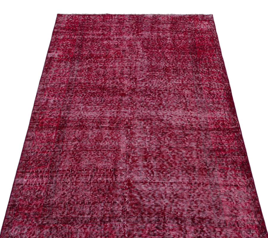Kırmızı Anadolu Eskitme Çiçekli Yün Halı 106x206 - Özel Seri