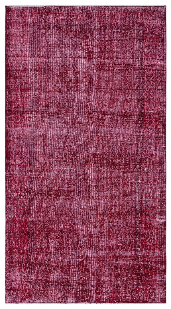 Kırmızı Anadolu Eskitme Çiçekli Yün Halı 106x206 - Özel Seri