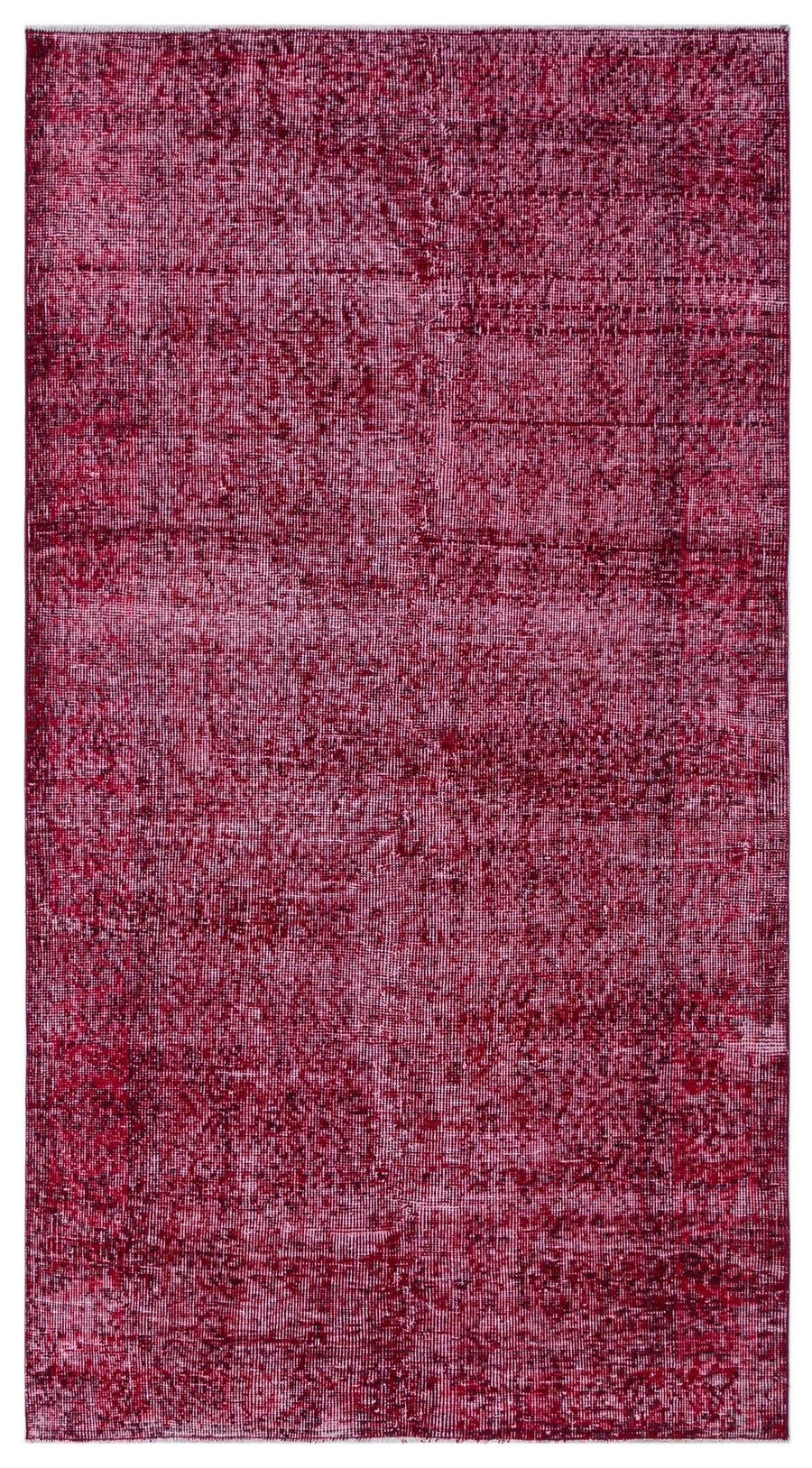 Burgundy and Grey Abstract Hand-Knotted Wool Runner Rug 106x206 cm (3'6" x 6'9") – in the hallway