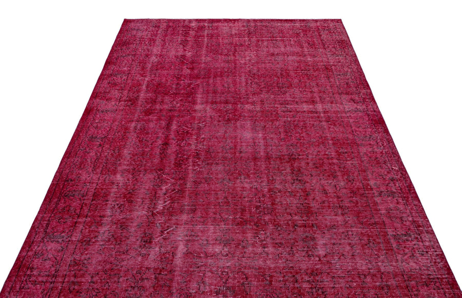 Kırmızı Anadolu Eskitme Çiçekli Yün Halı 168x288 - Özel Seri