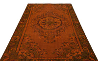 Alfombra naranja de lana teñida con tintes naturales, tejida a mano y con diseño de medallones, 170x259 cm