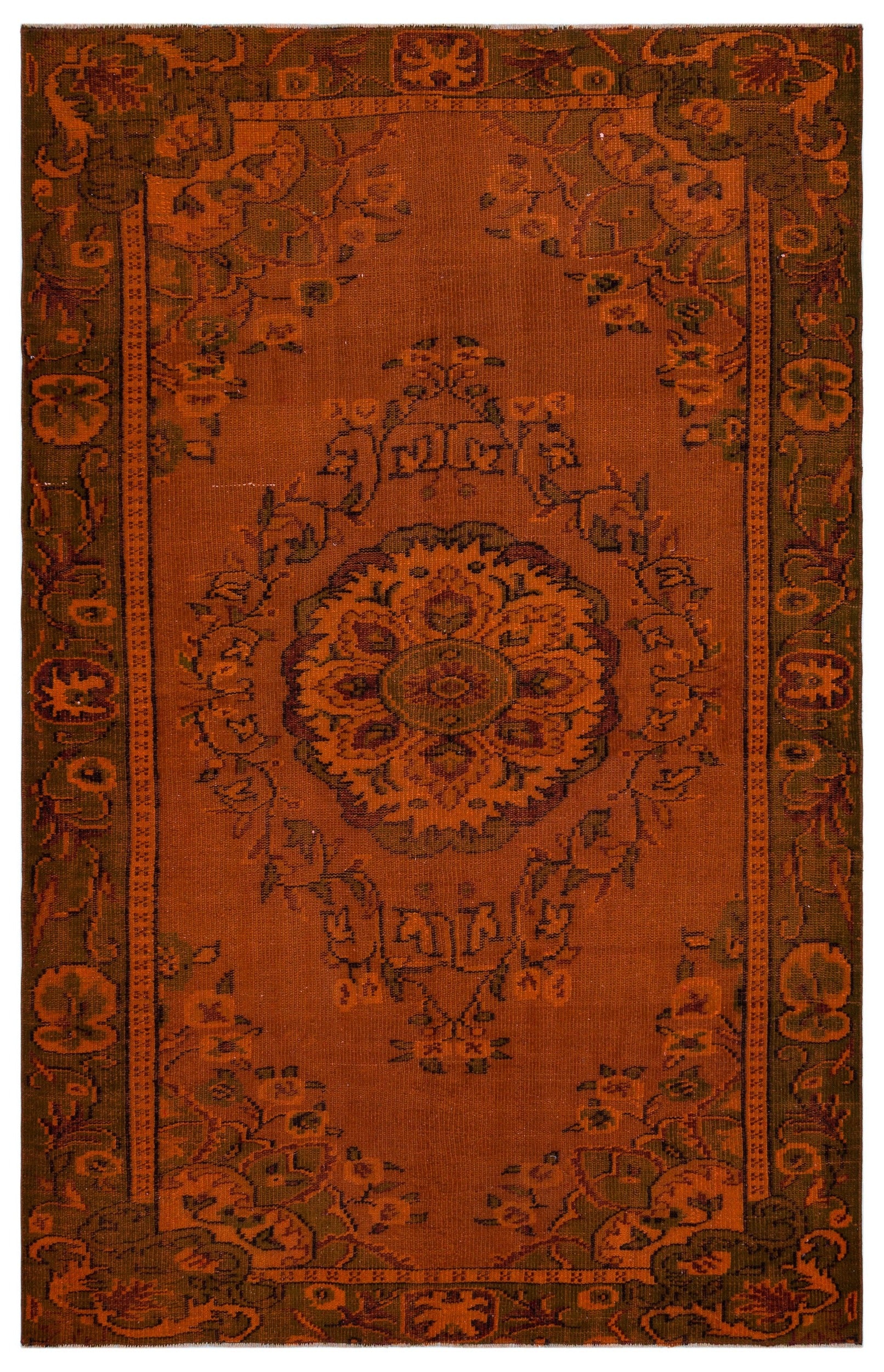 Atina Turuncu Eskitme Yün El Dokuma Halısı 170 x 259 Apex Unique