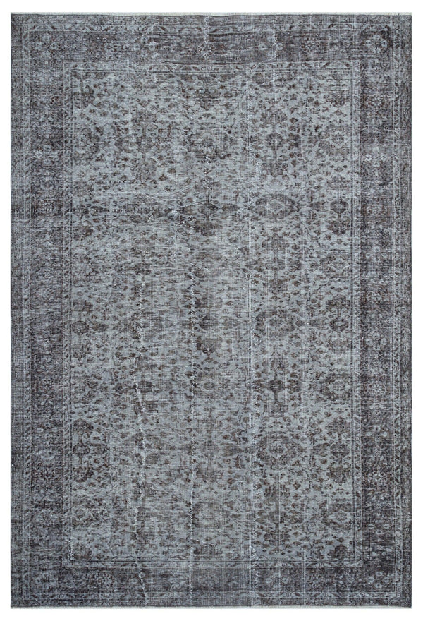 Gri Anadolu Klasik Çiçekli Yün Halı 189x281 - Özel Seri