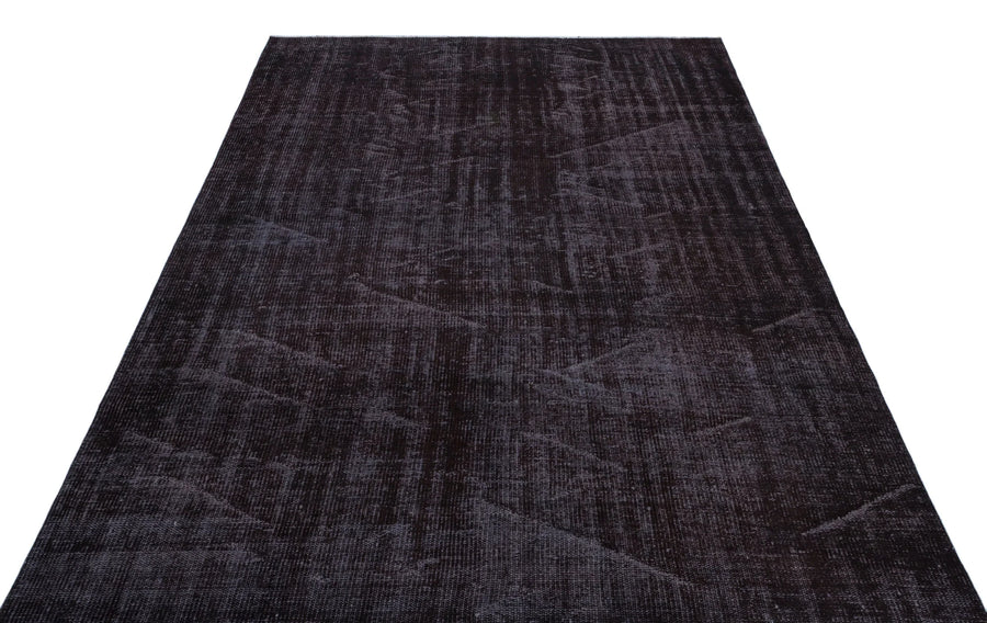 Siyah Eskitme Geometrik Yün Halı 173x274