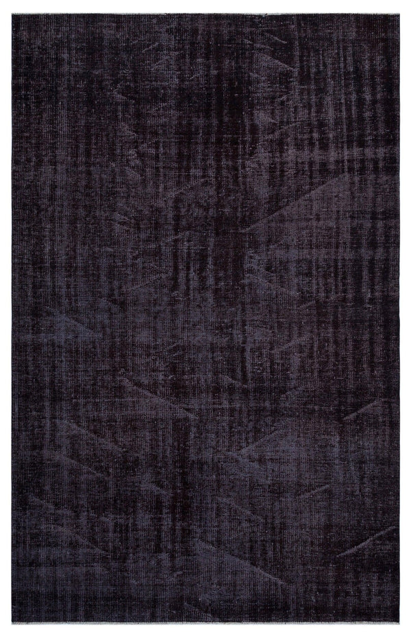 Siyah Eskitme Geometrik Yün Halı 173x274