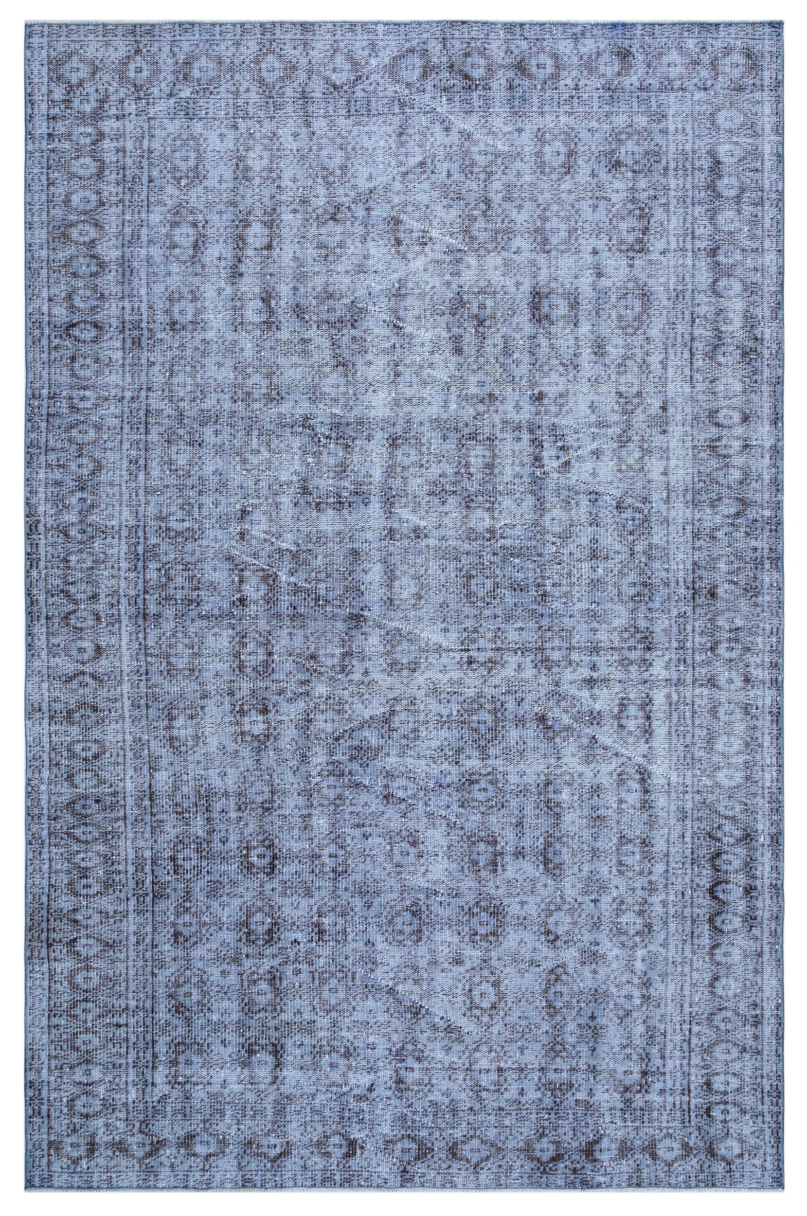 Atina Mavi Eskitme Yün El Dokuma Halısı 188 x 284 Apex Unique