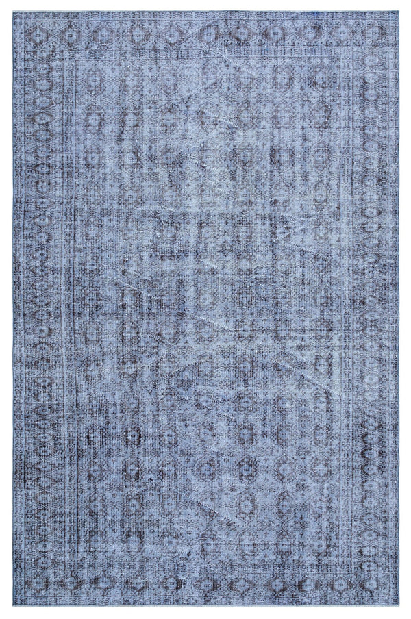 Mavi Anadolu Geometrik Madalyonlu Yün Halı 188x284 - Özel Seri