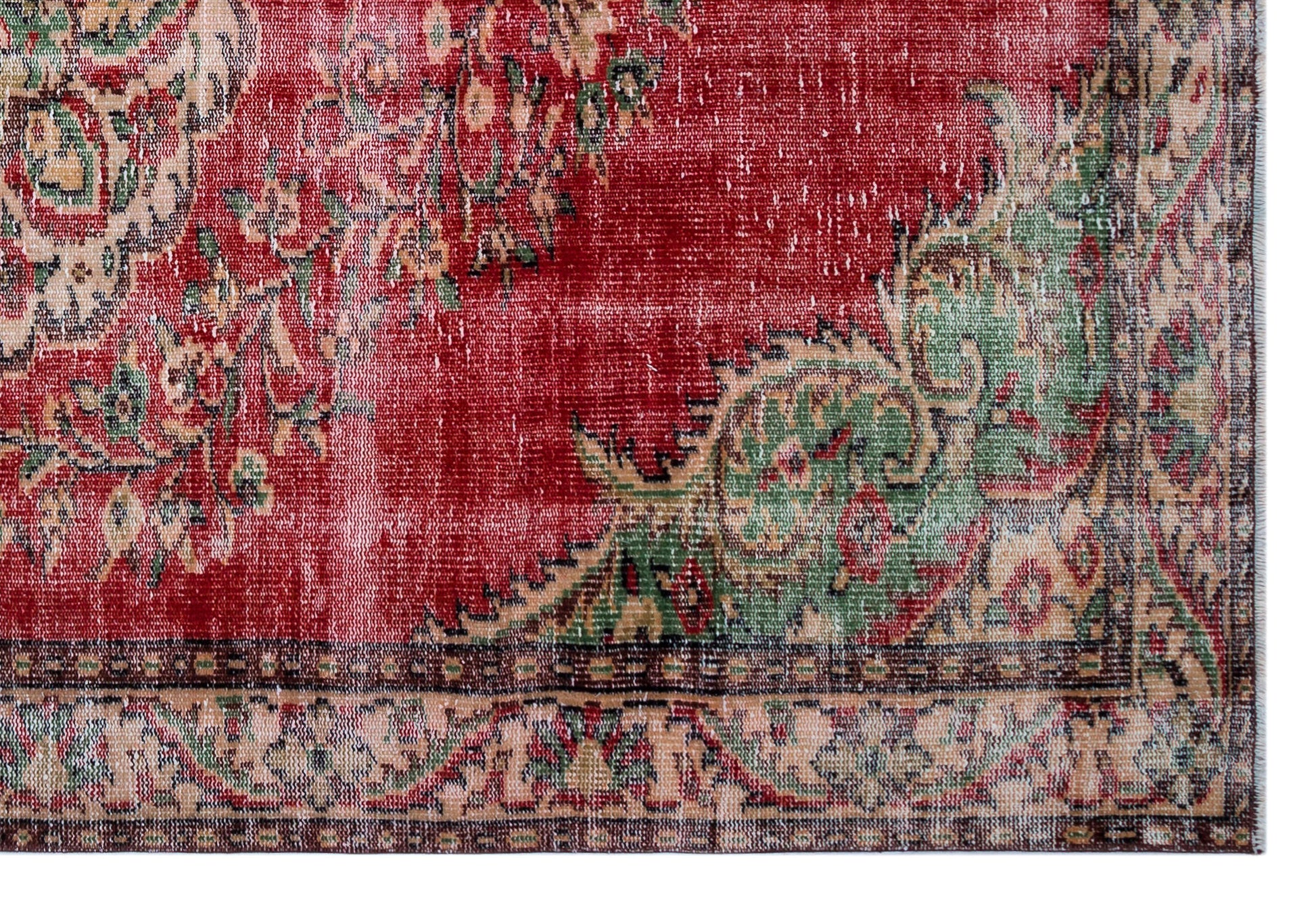 Atina Krem Eskitme Yün El Dokuma Halısı 188 x 273 Apex Unique