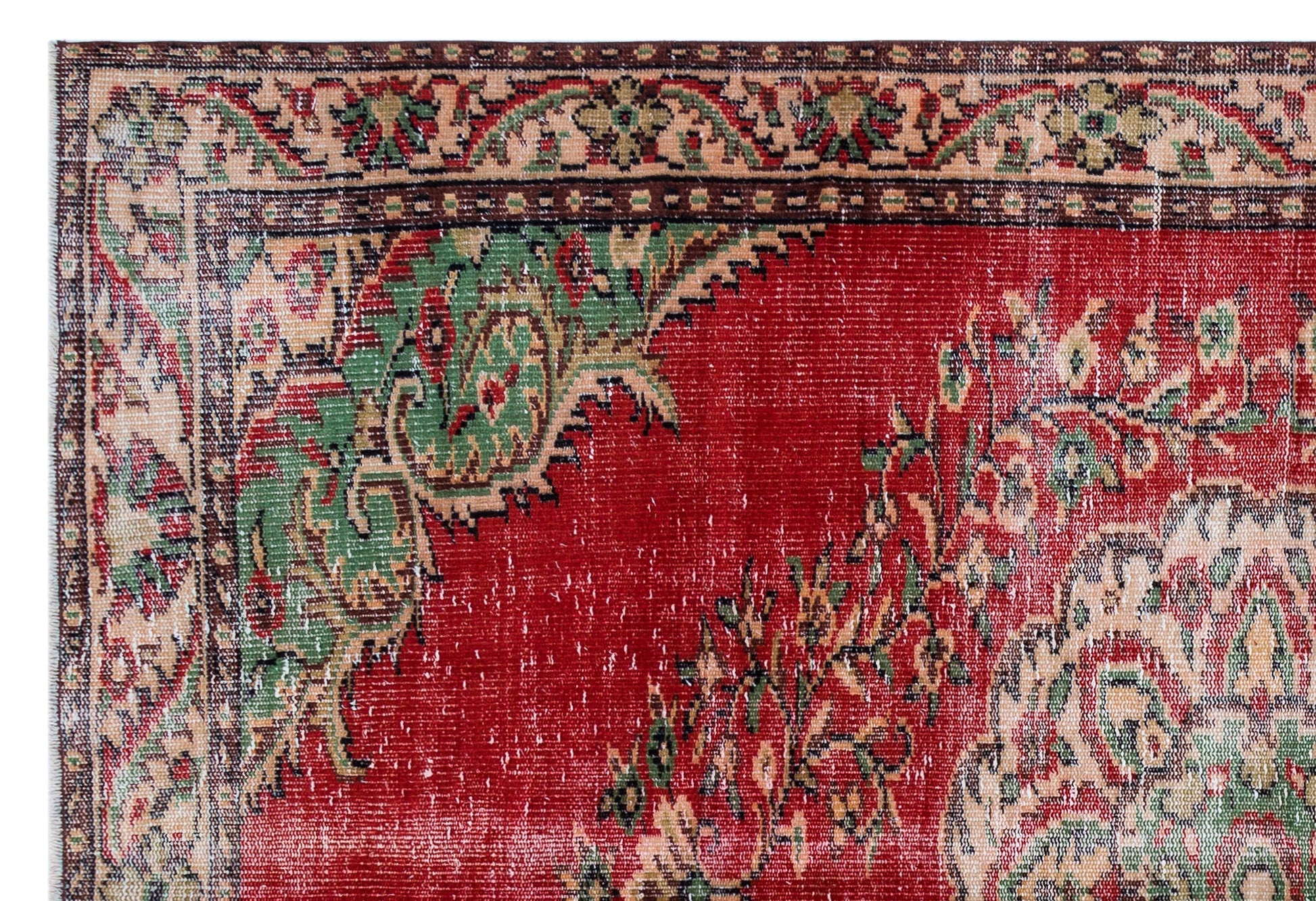 Atina Krem Eskitme Yün El Dokuma Halısı 188 x 273 Apex Unique