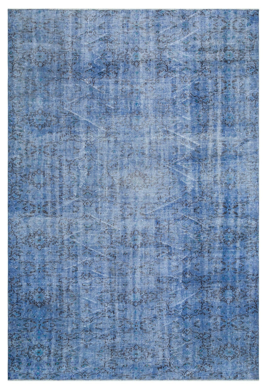 Blue Abstract Hand-Knotted Wool Rug 221x315 cm (7'3" x 10'4") – in the hallway