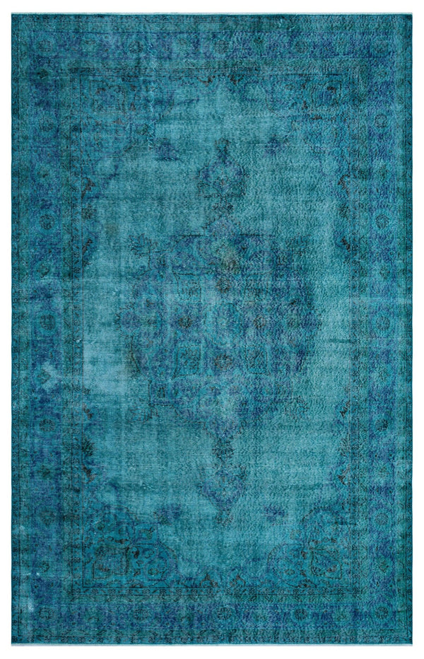 Lacivert Mavi Bohem Eskitme Yün Halı 207x313