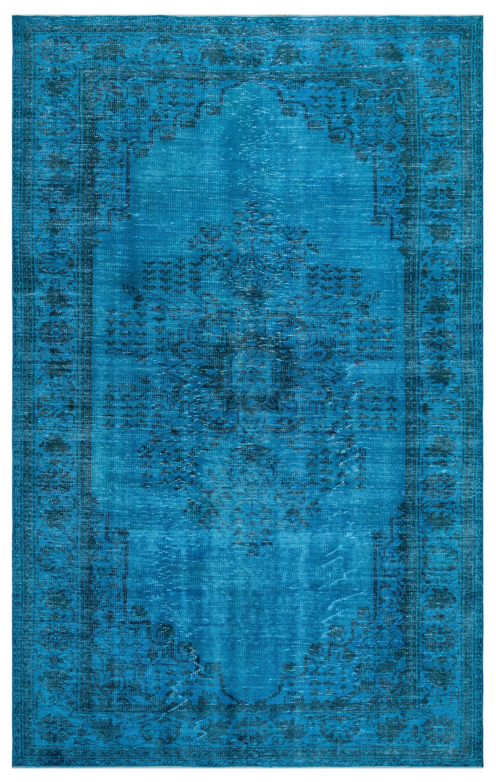 Atina Turkuaz Eskitme Yün El Dokuma Halısı 190 x 304 Apex Unique