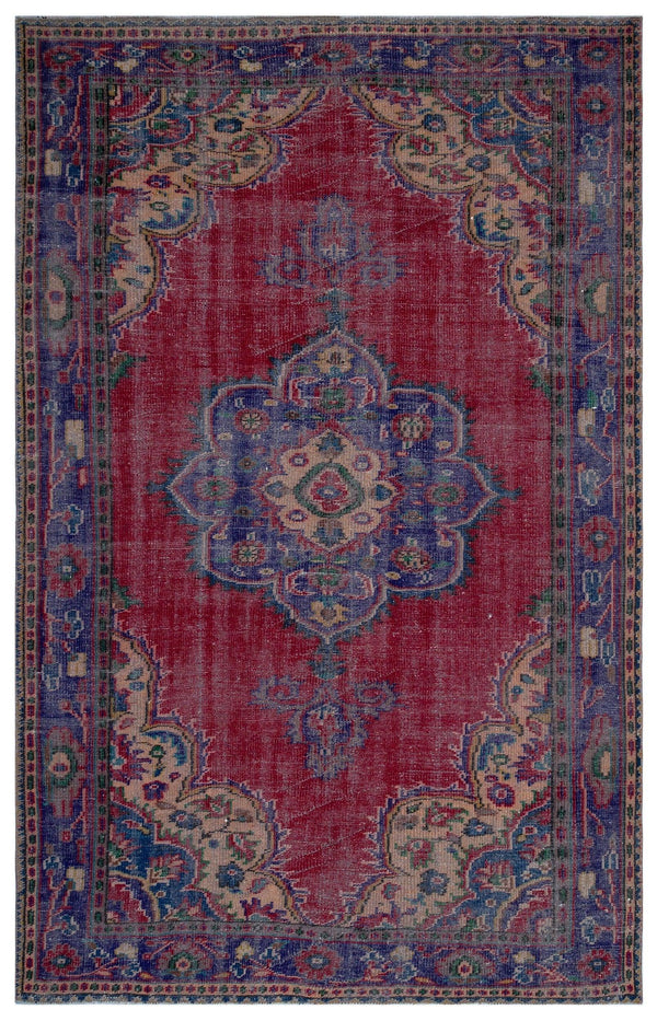 Kırmızı Anadolu Madalyonlu Çiçekli Yün Halı 186x286 - Özel Seri
