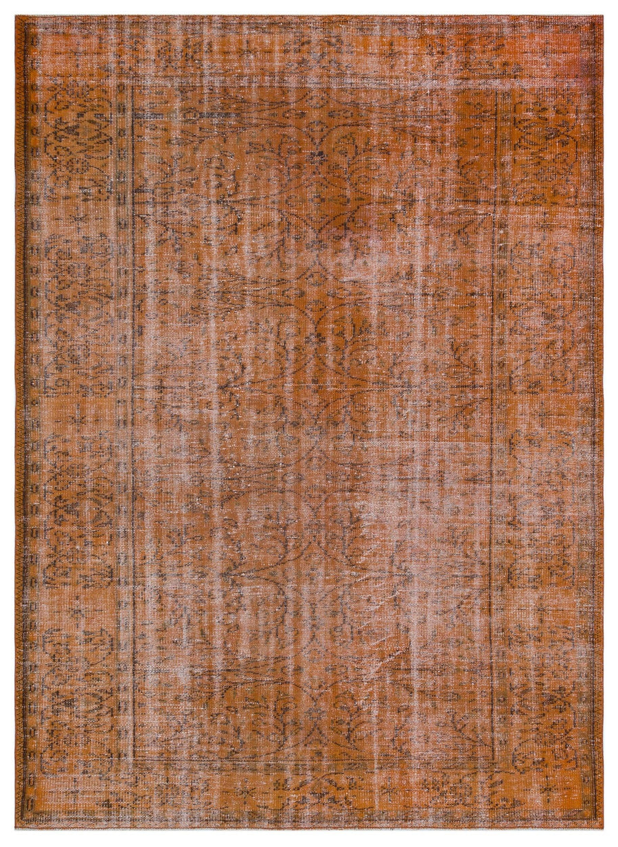 Orange and Grey Medallion Vintage Turkish Rug 186x256 cm (6'1" x 8'5") – in the hallway