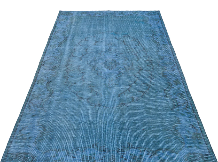 Mavi Anadolu Eskitme Geometrik Yün Halı 143x256 - Özel Seri