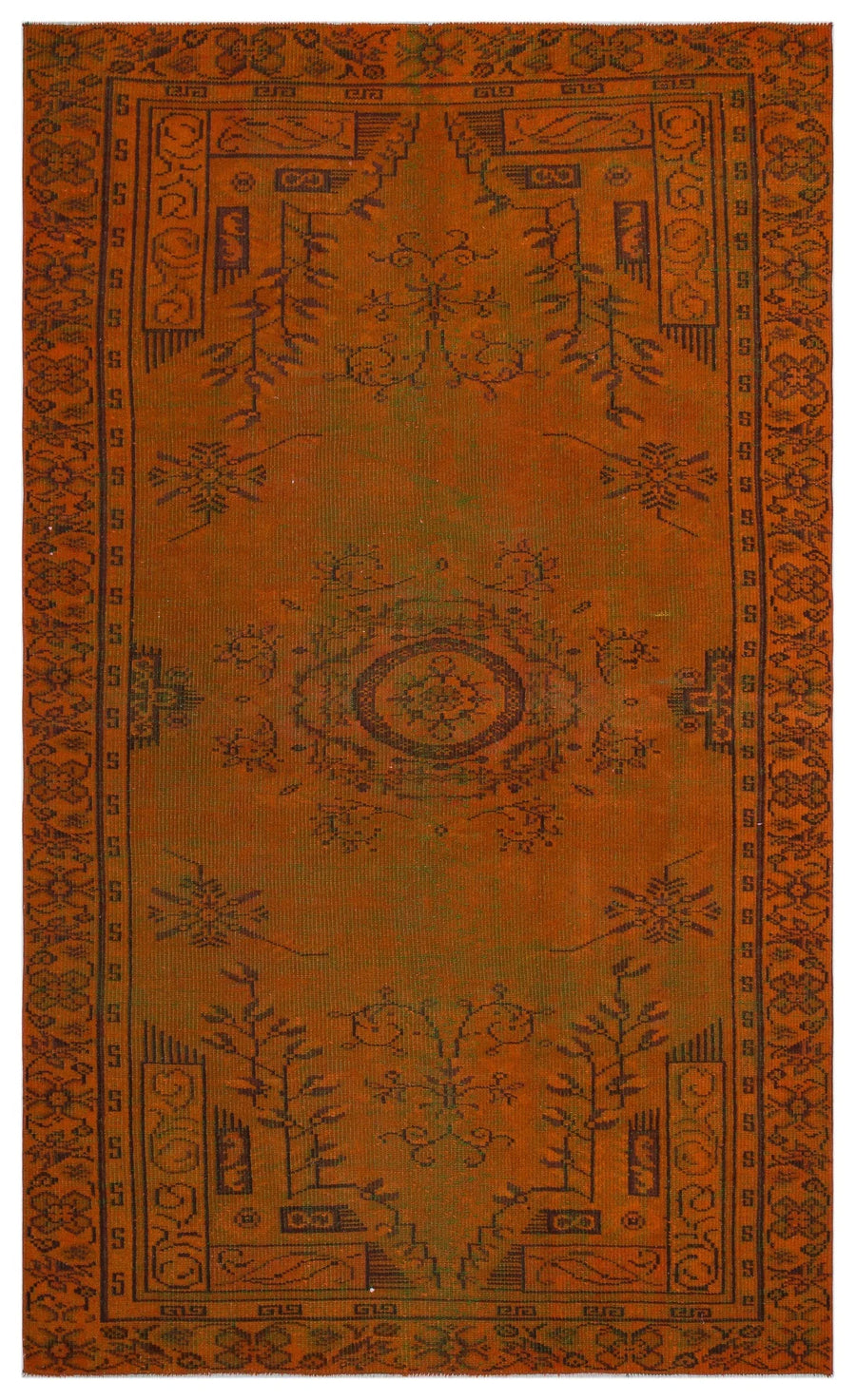 Turuncu Bohem Eskitme Yün Halı 164x270