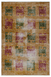 Atina Kahverengi Eskitme Yün El Dokuma Halısı 105 x 157 Apex Unique