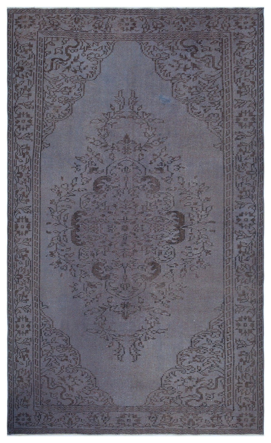 Gri Anadolu Eskitme Çiçekli Yün Halı 165x268 - Özel Seri