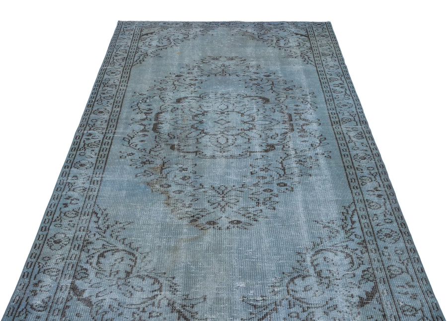 Mavi Anadolu Eskitme Geometrik Yün Halı 147x251 - Özel Seri