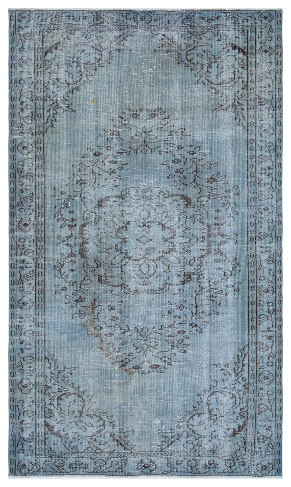 Mavi Anadolu Eskitme Geometrik Yün Halı 147x251 - Özel Seri