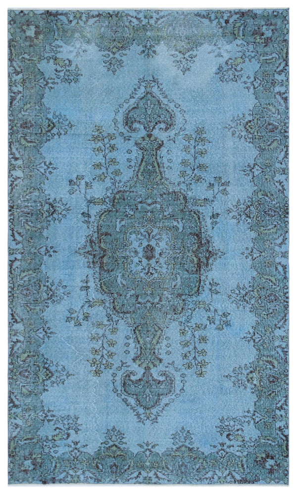 Mavi Anadolu Eskitme Çiçekli Yün Halı 165x279 - Özel Seri