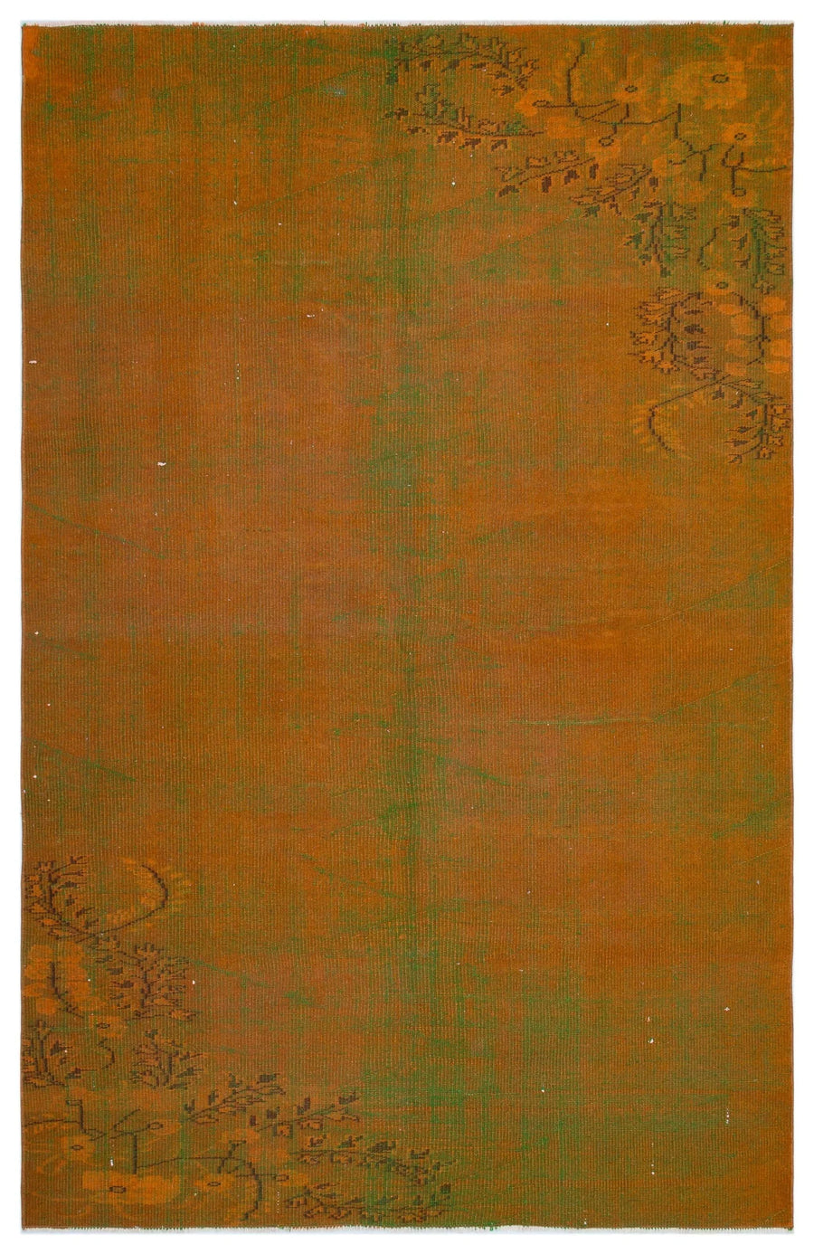 Soyut Desenli Hardal ve Zeytin Yeşili El Dokuma Halı 168x262 cm – Koridor kullanımı