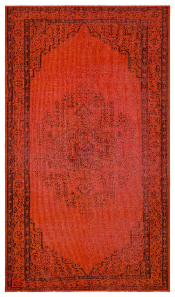 Kırmızı Anadolu Geometrik Madalyonlu Yün Halı 153x271 - Özel Seri