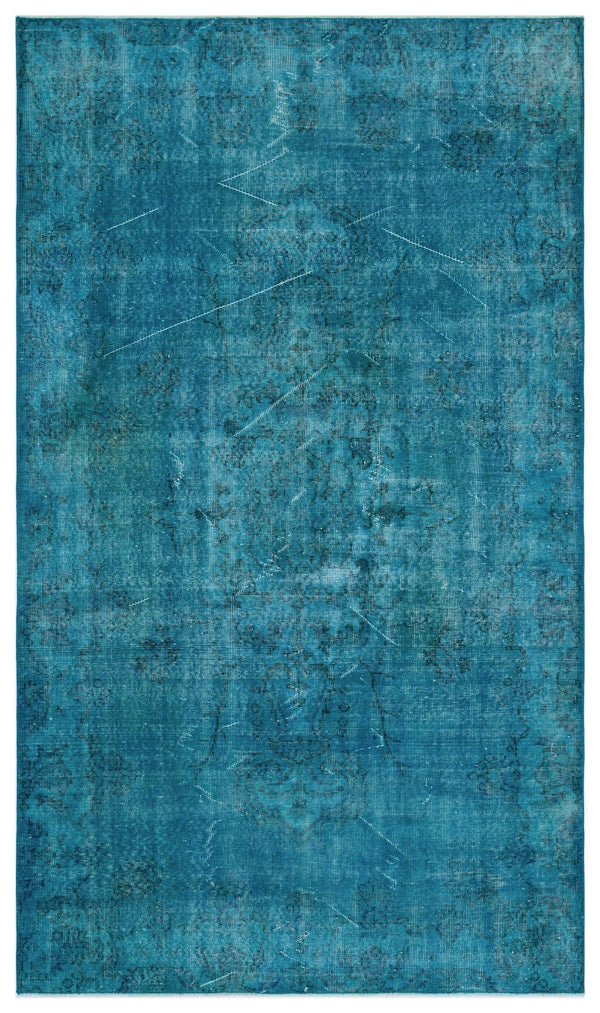 Lacivert Mavi Bohem Eskitme Yün Halı 166x281