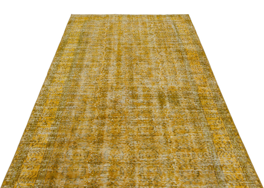 Sarı Anadolu Eskitme Geometrik Yün Halı 153x278 - Özel Seri