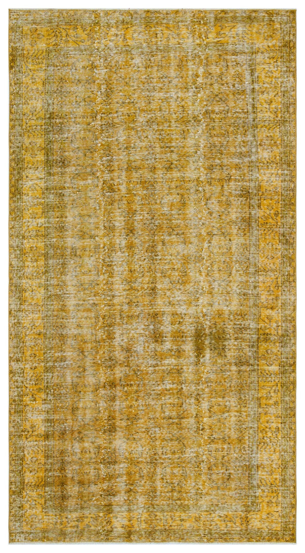 Sarı Anadolu Eskitme Geometrik Yün Halı 153x278 - Özel Seri