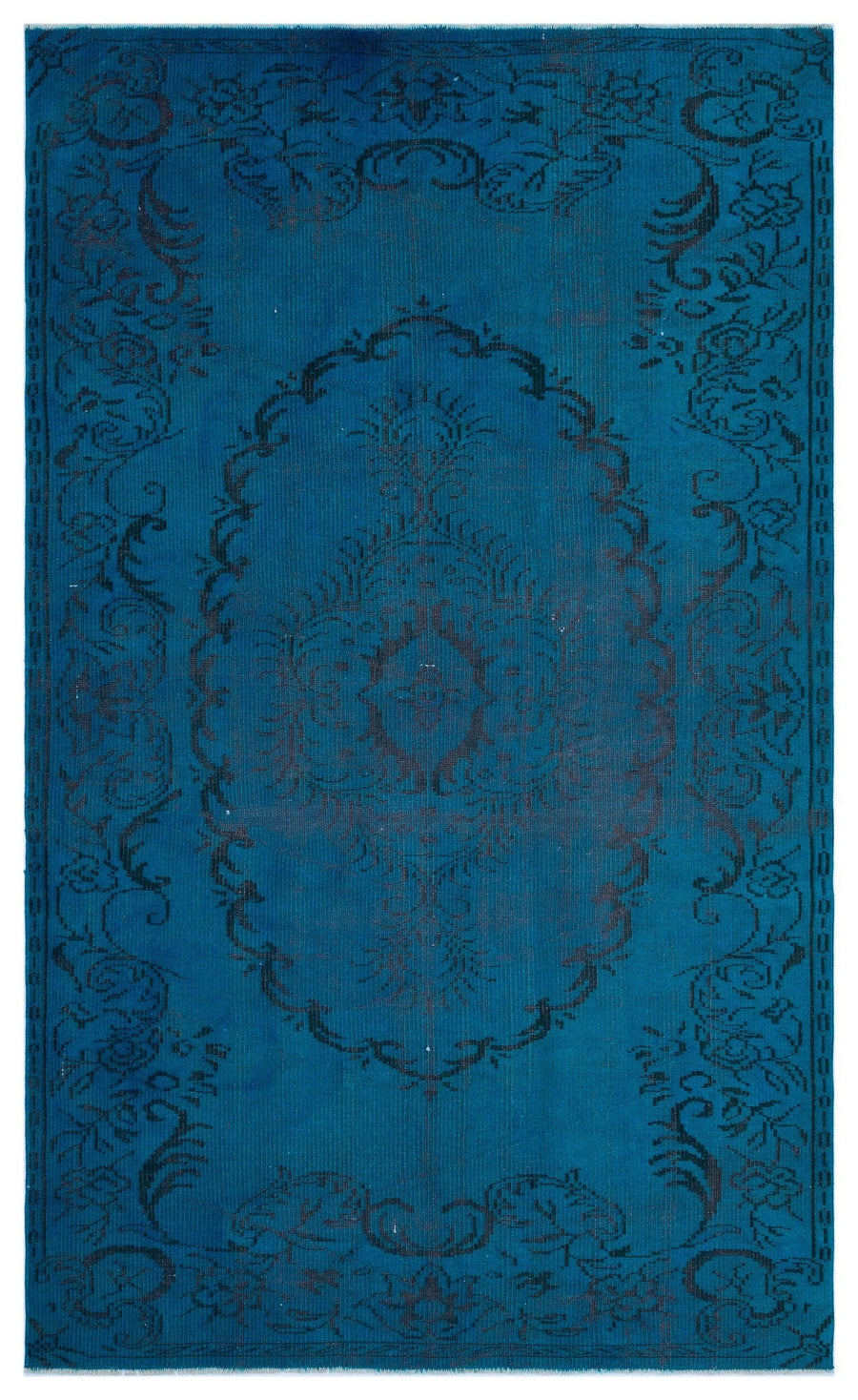 Lacivert Mavi Bohem Eskitme Yün Halı 153x250